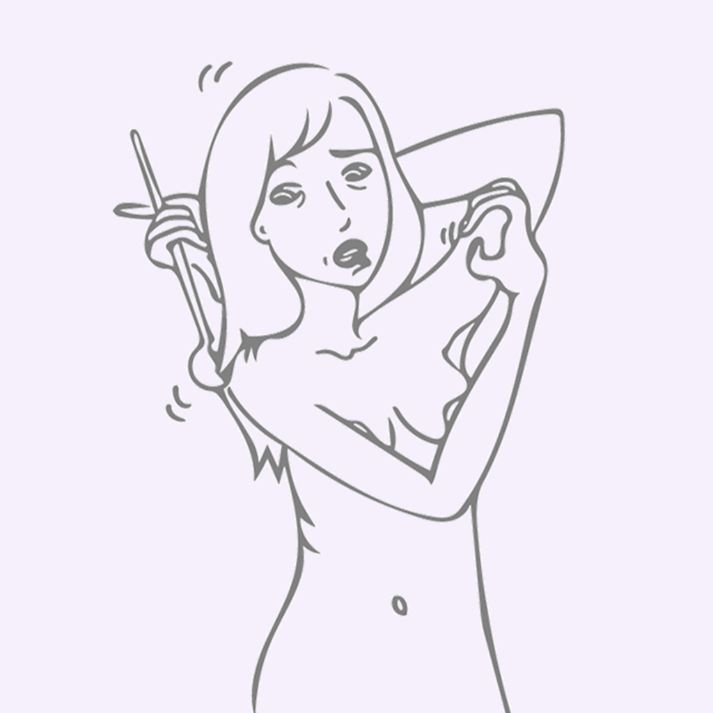 Dame som klør og dusjer